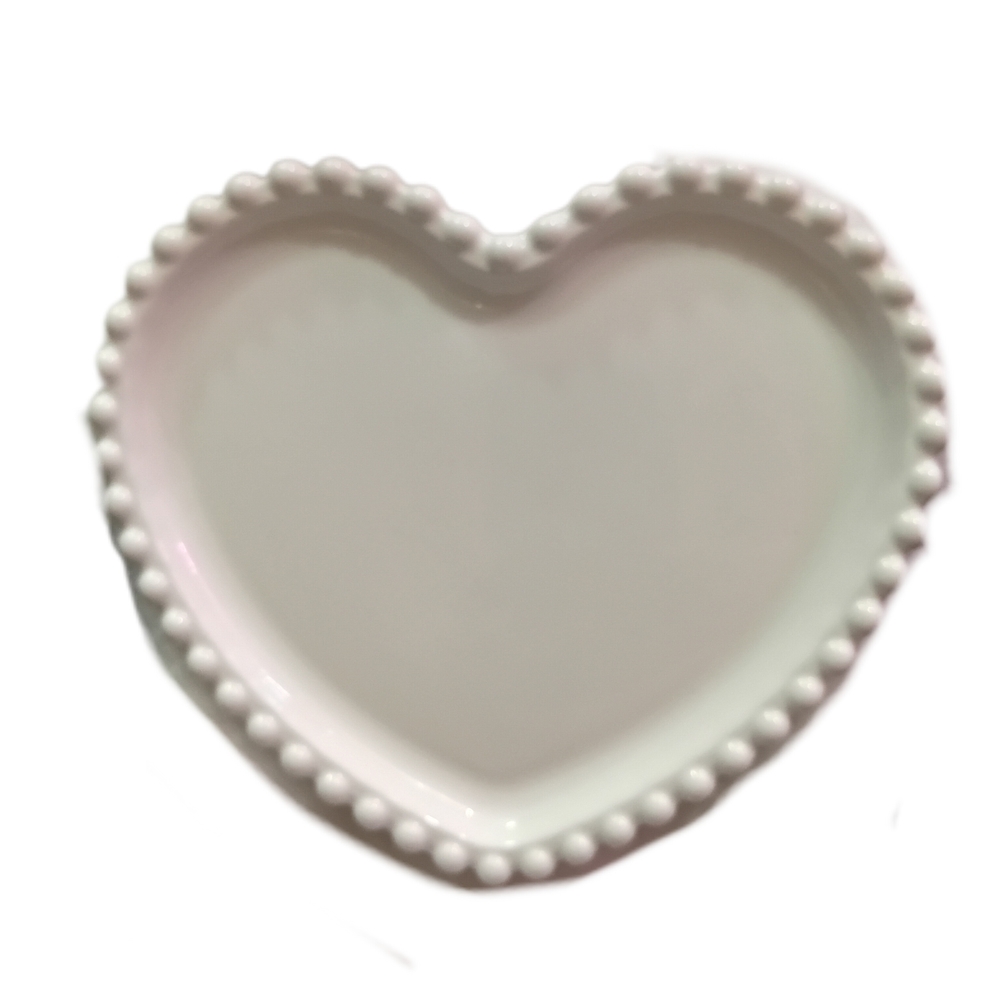 Heart-Shaped White Ceramic Plate